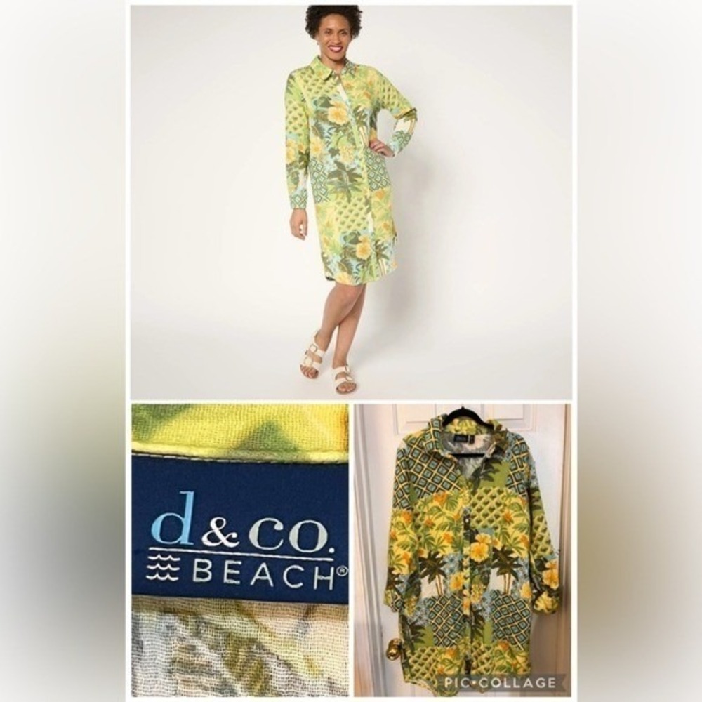 Denim & Co. Beach Regular Cotton Gauze Button Front Dress-Size Medium